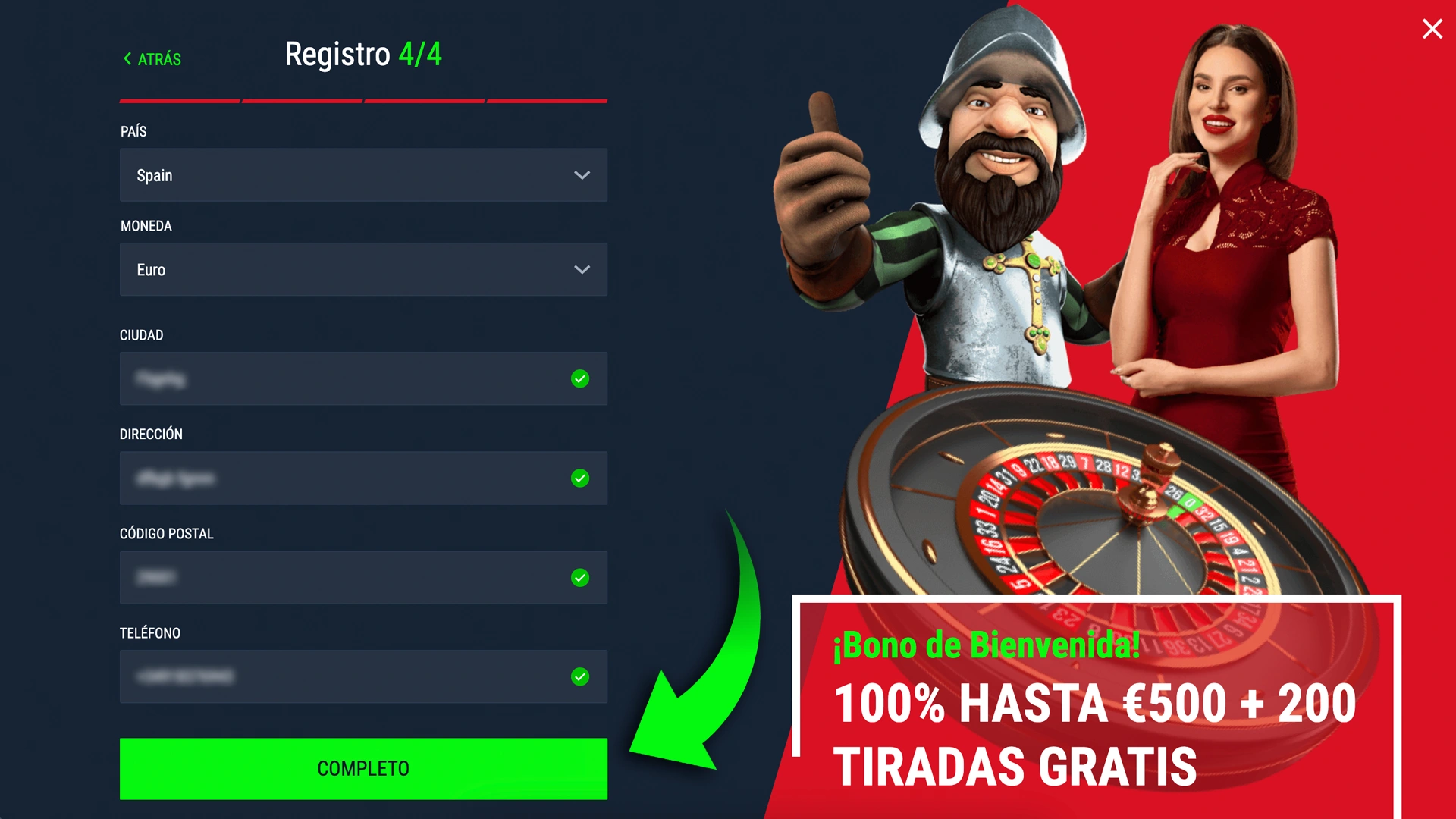 Pasos sencillos para completar el registro en Casinado.