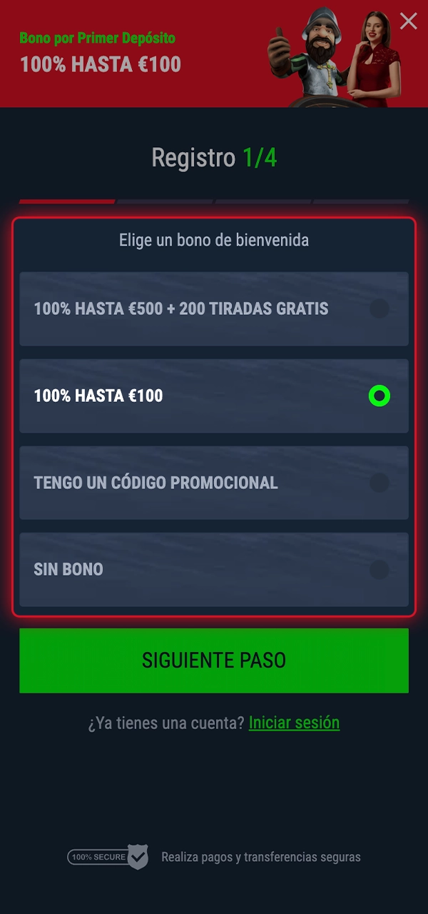 Elige el bono que más te guste para empezar a registrarte en Casinado.