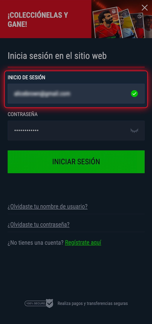 Sencillos pasos para introducir tu nombre de usuario.