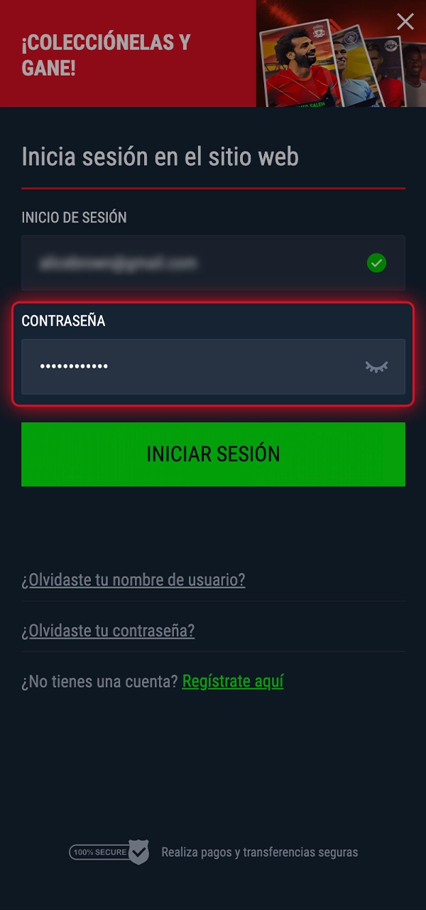Para iniciar sesión, introduce tu contraseña.