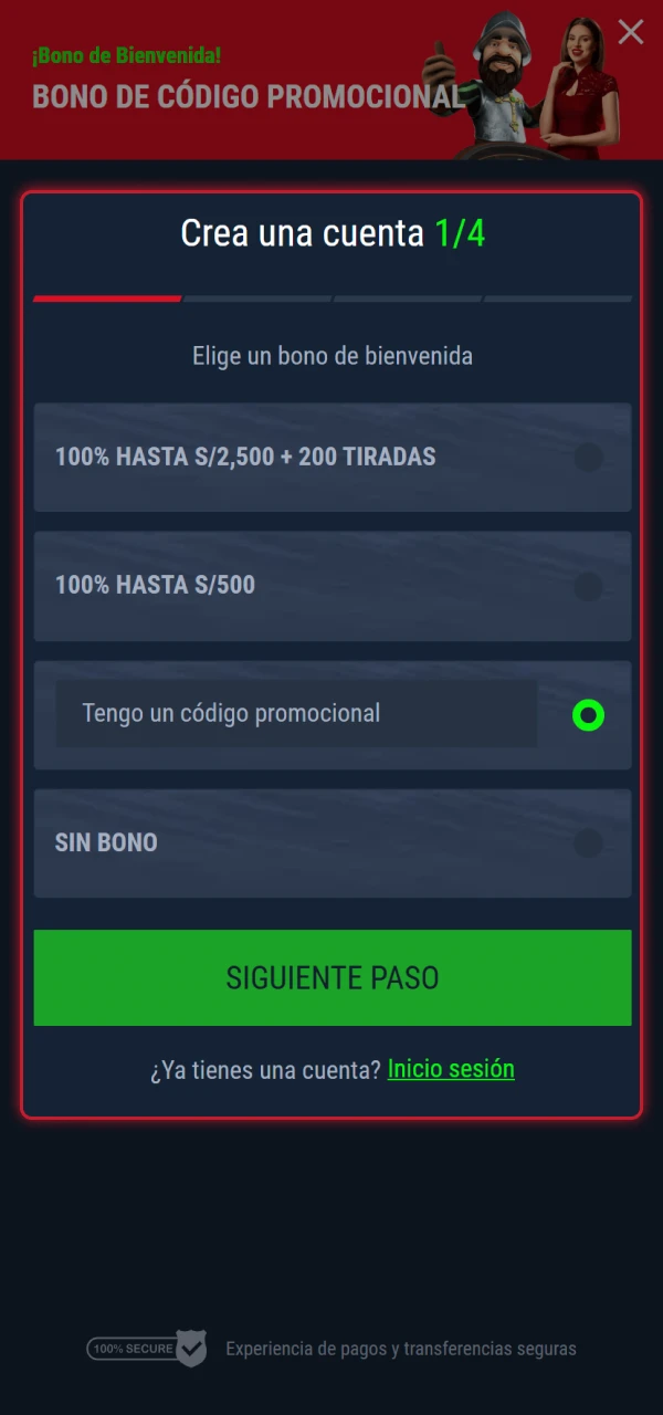 Accede a la sección de registro y selecciona cómo quieres crear tu cuenta.