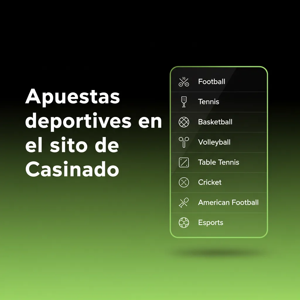 Interfaz de Casinado con apuestas previas y en vivo de fútbol, baloncesto, tenis, F1 y pádel.